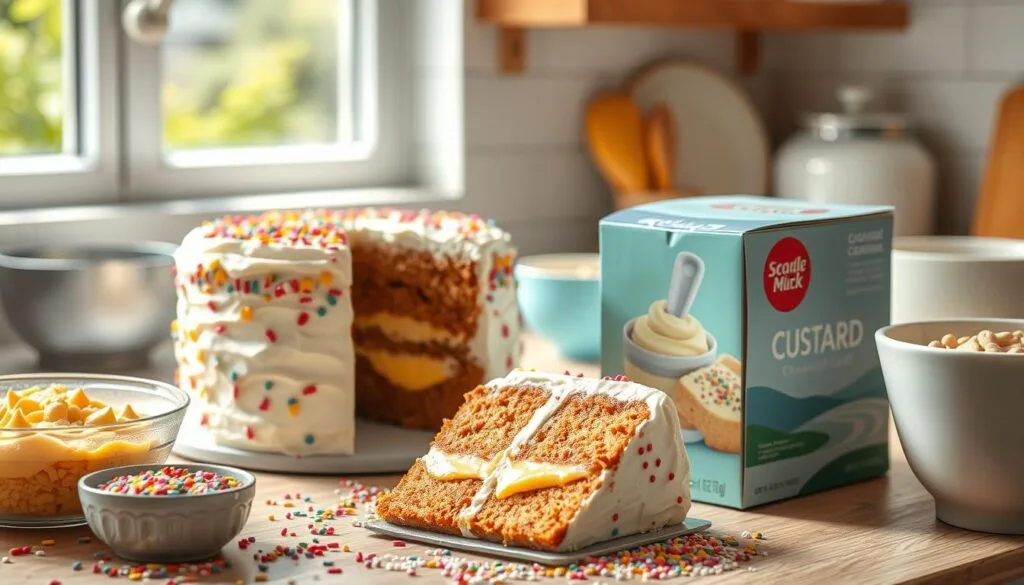 Box Cake Adds Custard Mix