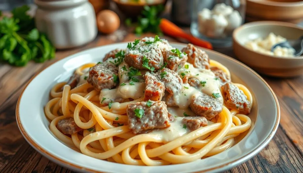 Beef Pasta Alfredo