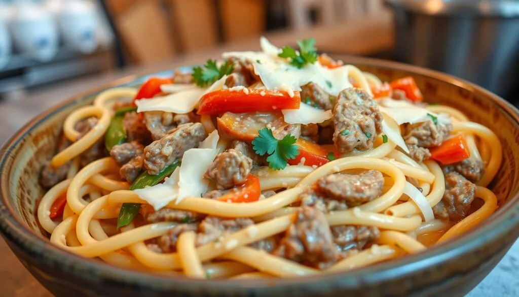 Philly Cheesesteak Pasta